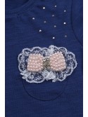 Girls\' blouse with a bow, navy blue NDZ37096 - Online store - Boutique